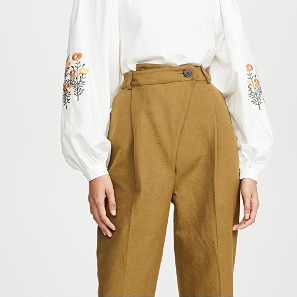 Mara Hoffman Almeria Linen Pant in Olive Green 2 - Picture 2 of 7